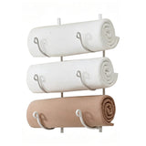 3 Tier Vertical Towel Rack Iron Wall Mount for Bathroom Storage White