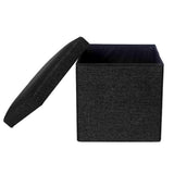 Foldable Shoe Bench Storage Ottoman with Thick Foam Seat Lid Black