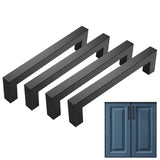 4PCS 12mm Square Stainless Steel Kitchen Cabinet and Door Handle Black