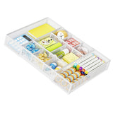 Adjustable Desktop Drawer Organizer Expandable Basket with Dividers for Home White