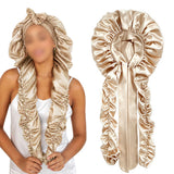 Double Layer Satin Bonnet for Long Hair Braids and Natural Hairstyles Champagne