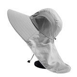 Unisex Wide Brim Sun Hat with Neck Flap UV Protection Fishing Cap for Outdoor Hiking Light Gray
