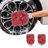 2PC Microfibre Wash Mitt Car Washing Detailing Cleaning Red