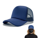Adjustable Baseball Cap Breathable Mesh Trucker Hat for Outdoor Navy Blue