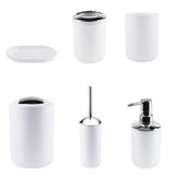 6PCS Bathroom Accessories Set Soap Dispenser Toothbrush Holder White