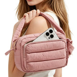 Large Capacity Lightweight Down-Feel Crossbody Bag for Commute Travel Sports Pink