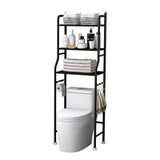 3 Tier Over Toilet Storage Shelf Rack with Paper Holder and Hooks Black