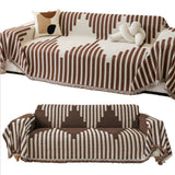 Reversible Sofa Couch Cover Boho Chenille Blanket Coffee