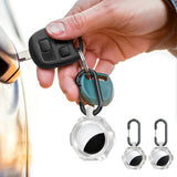 2-Pack TPU AirTag Holder with Keychain Shockproof Anti-Scratch Protective Case White