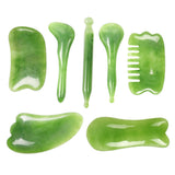 7Pcs Guasha Body Scraping Facial Face Thin Gua Sha Board Massager Tool Set Green