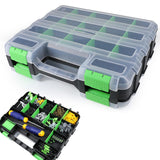 34 Compartment Double Sided Storage Box for Screws Nuts Parts Green
