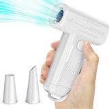 2-in-1 Electric Air Duster 130000 RPM Mini Blower with LED Light for Camping Home Car White