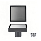 Square Shower Drain with Filter Detachable Stainless Steel Floor Drain for Shower Bathroom Grey