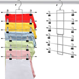 2PCS Saving Hanging Pants Hangers with 12 Clips and 360 Degrees Swivel Hook