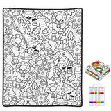 Christmas Coloring Blanket for Adults DIY Black White Line Art Style 2