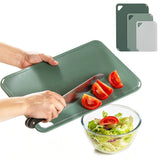 3 PCS Plastic Cutting Board Set for Cooking Camping with Hanging Loop Green