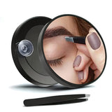 50X Magnifying Mirror Round Compact Mirror with Suction Cup with Tweezers for Makeup