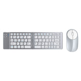 Wireless Keyboard Mouse Set Foldable Tri-Mode Bluetooth 2.4G Silver