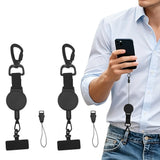 2PCS Retractable Phone Lanyard Locking Carabiner with Locking Carabiner and Metal 360 Degree Tab