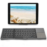 Foldable Bluetooth Keyboard with Touchpad Wireless Slim Keyboard for Windows iOS Android Device Type-C Style with Click Buttons