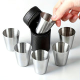 6PCS 30ml Stainless Steel Shot Cup Set with PU Carry Pouch for Travel