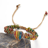 Handmade Natural Stone Beaded Bracelet – Adjustable Woven Bangle for Women Jewelry Colorful