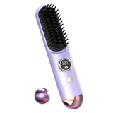 Cordless LCD Hair Straightening Brush 2-in-1 Portable Purple