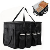 77L Insulated Food Delivery Bag with Four Hole Cup Holder Black