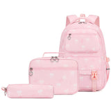 3 PCS Girls School Backpack Set with Lunch Bag Pencil Case Pink