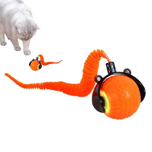 Automatic Cat Rolling Ball Interactive Pet Toy with Multiple Motion Modes for Pet Cats Dogs Orange