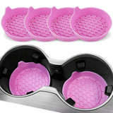 4PCS Car Cup Holder Coaster Silicone Non-Slip Cup Holder Insert Pink