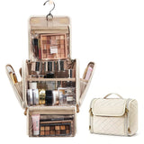 Travel Makeup Bag with Hanging Hook Large-Capacity Cosmetic Organizer Beige