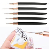 5PCS Nail Art Liner Brushes Set for Thin Lines & Fine Details Black