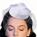 Birdcage Veil Bridal Headpiece Vintage Mesh Rose Hair Accessory White