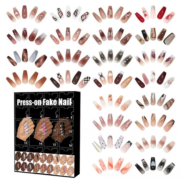 12-Day Christmas Countdown Nail Set  – Advent Holiday Press-On Nails Style 2