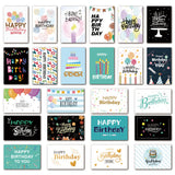 24 Pcs Set Happy Birthday Cards with Envelopes and Stickers Assorted Birthday Greeting Card Set for Family Friends Coworkers Blue and Black