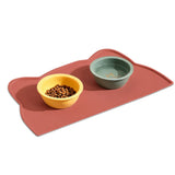 Non Slip Pet Feeding Mat Thick Silicone with Raised Edge Spill Guard Pink