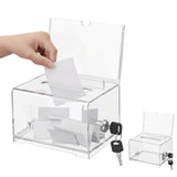 Lockable Collection Box with Keys for Suggestion Donations Voting Clear