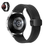 20mm Magnetized Leather Watch Band – Genuine Leather Strap for Samsung Huawei Xiaomi Black