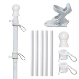 Flag Pole Kit with 360-Degree Rotating Rings and Two-Position Bracket White