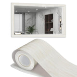 Border Peel &Stick Wood Grain Wallpaper Border Removable Waterproof Bathroom Sticker White