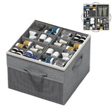 Shoe Organizer for Closet – Foldable Storage Containers with Adjustable Dividers & Transparent Cover Gray