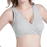 Women's Cross Front Wireless Bra Seamless Lounge with Removable Pads Light Gray