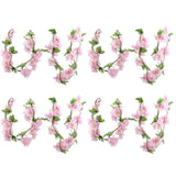 4PCS Sakura Vine Artificial Silk Hanging Garlands 2.3m for Wedding & Home Decoration Light Pink