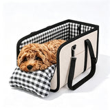 Oxford Fabric Center Console Pet Seat Carrier for Small Dogs Cats Beige