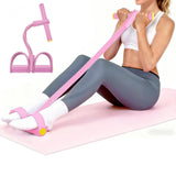 6-Tube Resistance Band Set – Ankle Puller & Foot Pedal Fitness Rope for Home Gym Pink