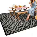 Outdoor Rug Reversible Rug Modern Area Rug Large Floor Mat for Outdoors Black and Gray
