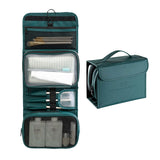 PU Leather Multifunctional Toiletry Bag Hanging Travel Organizer Makeup Cosmetic Case Green