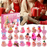 24 Days Advent Calendar Christmas Rubber Ducks Countdown Calendar Blind Box Pink