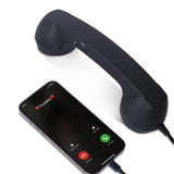 Handheld Retro  Wired Telephone Handset with Microphone for Smartphones PC Black